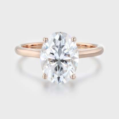Classic 3.5ct Oval cut Solitaire Moissanite Engagement Ring In14k Rose Gold