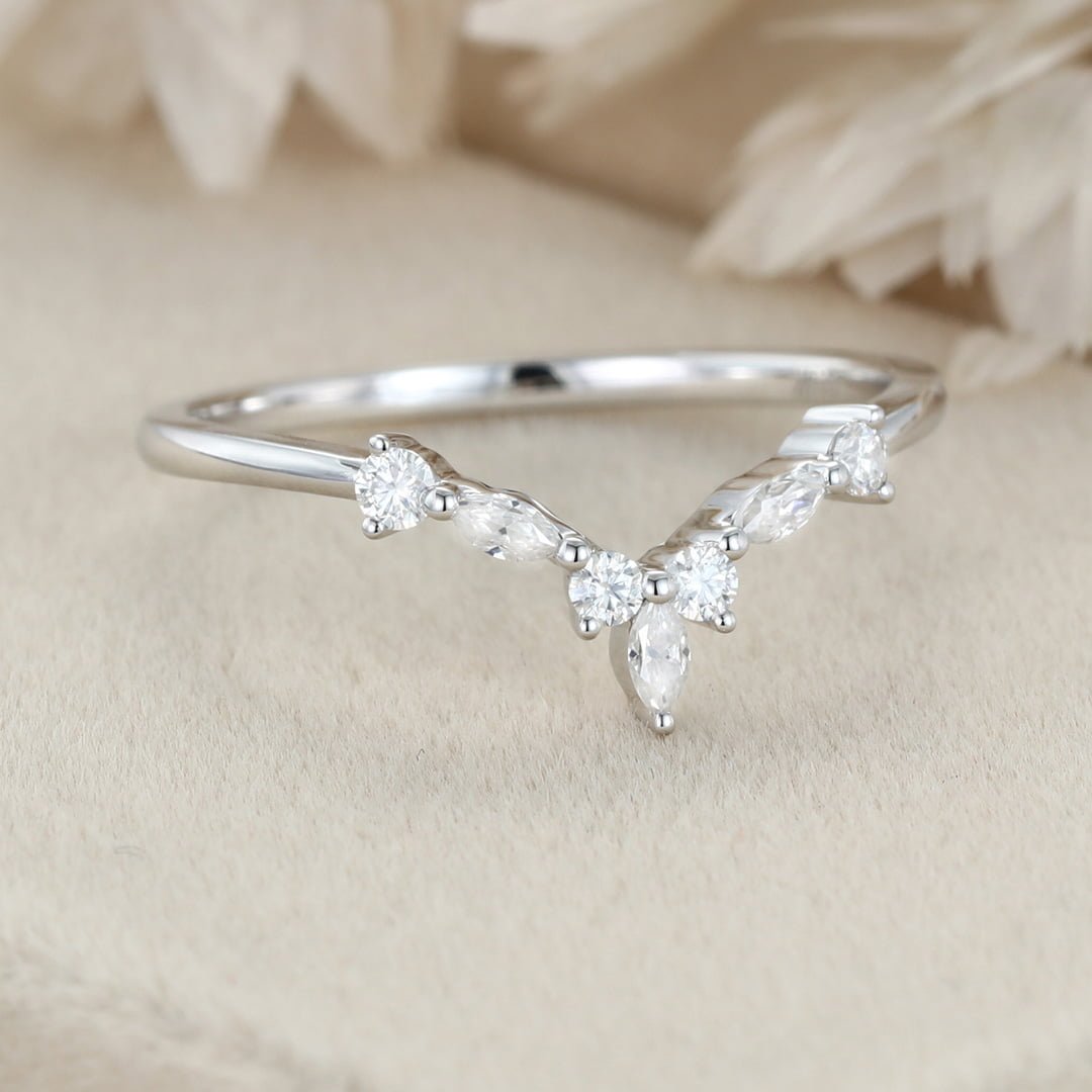 Marquise-Cut Lab-Grown Diamond Wedding Band for Women – Matching