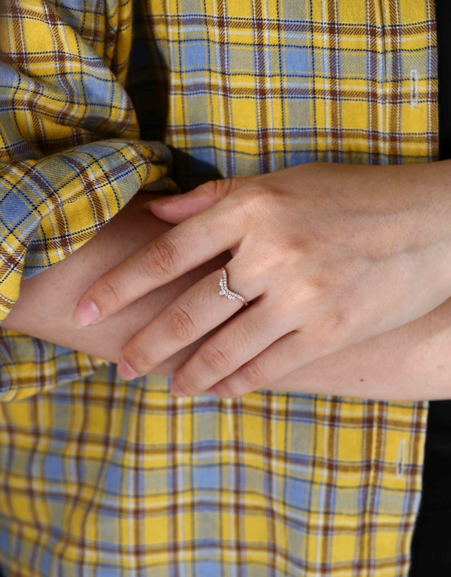 Curved wedding band women Unique wedding band Rose gold vintage Pear shaped Moissanite Diamond Stacking ring Matching bridal promise gift