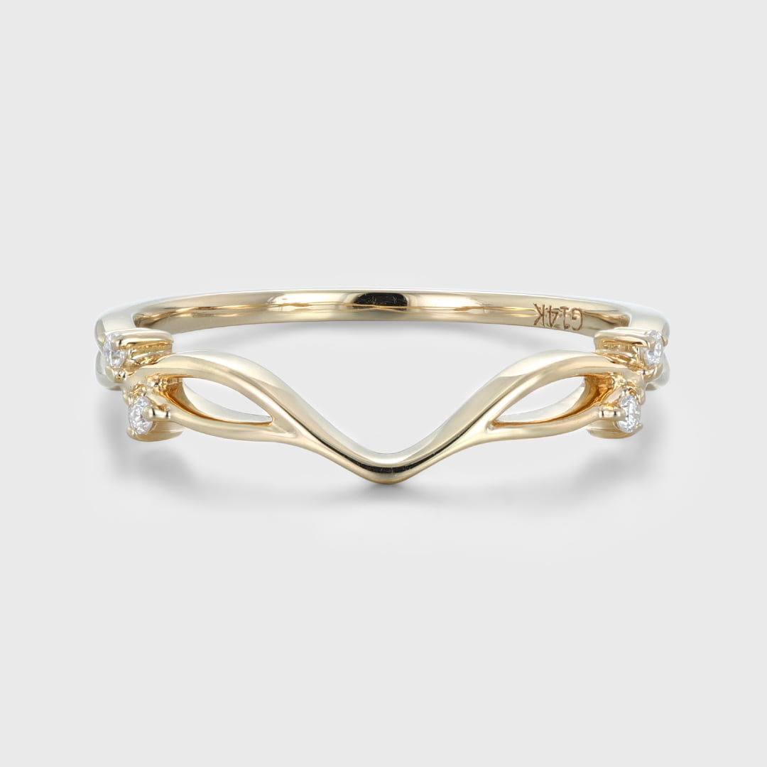 Art Deco Lab-Grown Diamond Curved Wedding Band – Stacking Ring for
