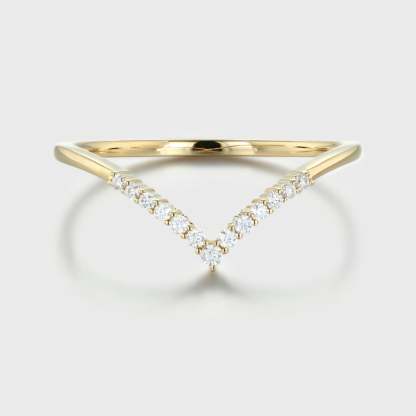 Diamond Wedding band Curved Wedding Band Unique Yellow gold moissanite Wedding Band vintage Stacking Matching ring Bridal promise gift for her