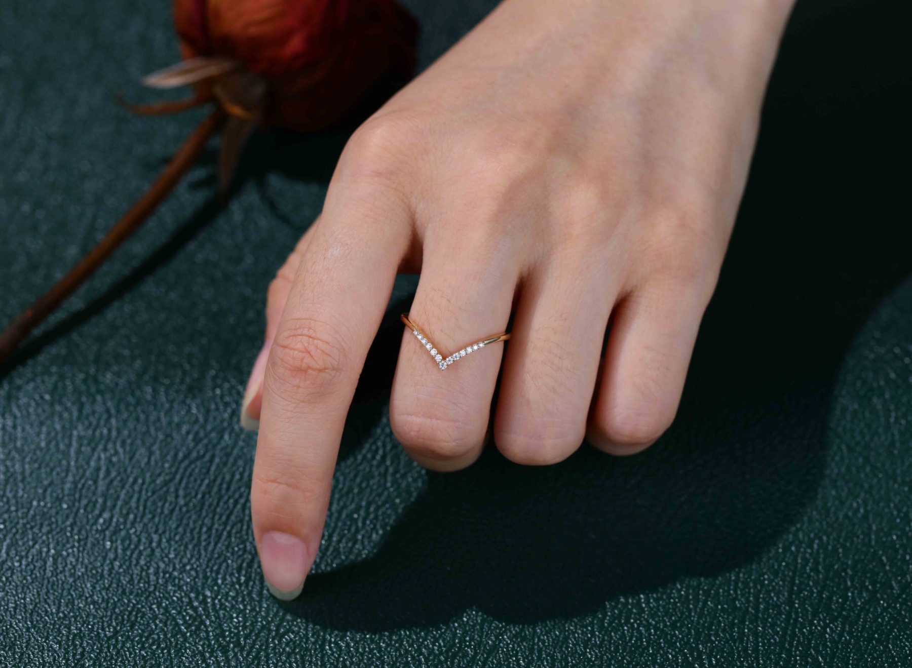 Diamond Wedding band Curved Wedding Band Unique Yellow gold moissanite Wedding Band vintage Stacking Matching ring Bridal promise gift for her