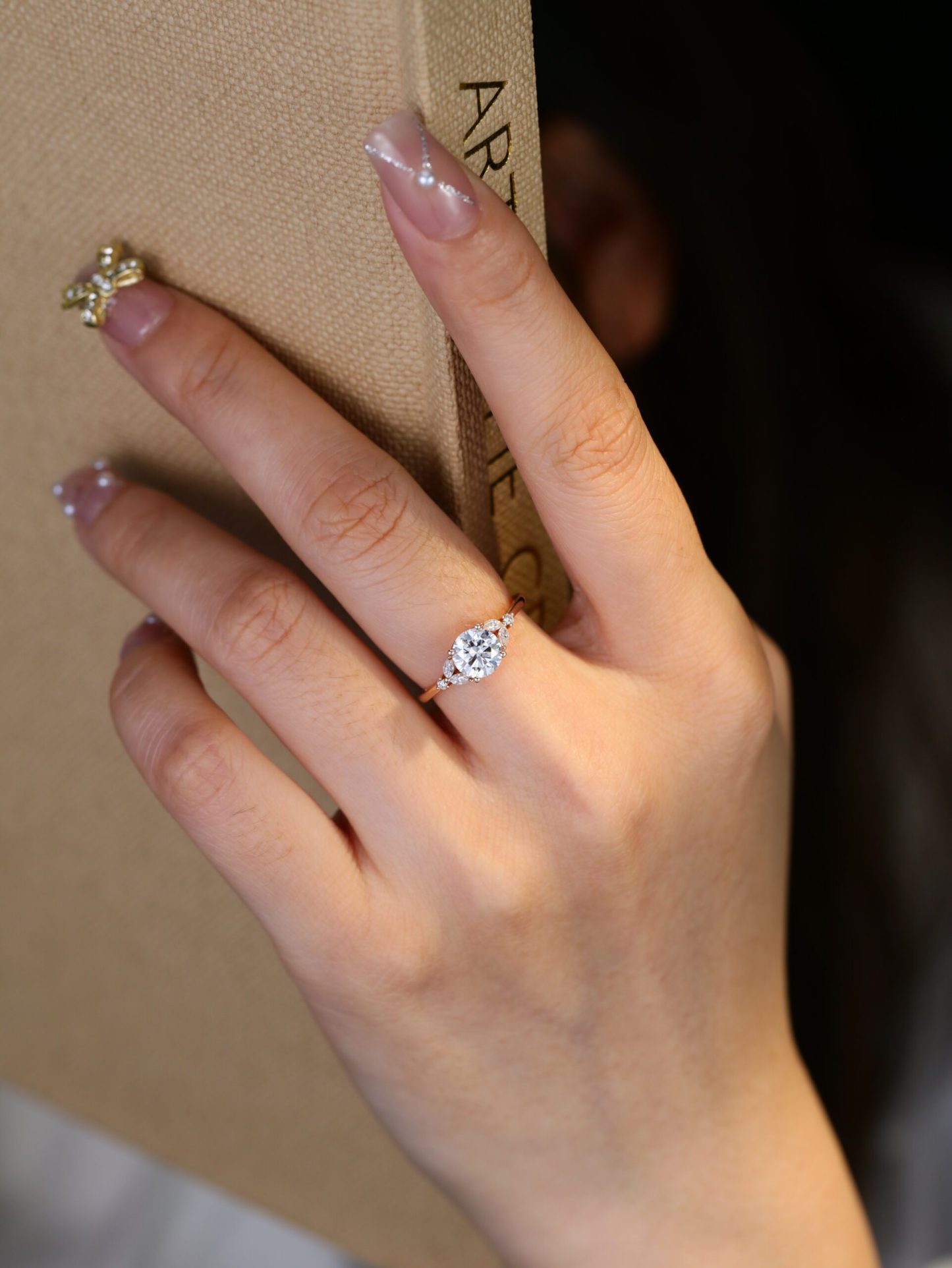 14K Rose Gold 1 Carat Round Cut Moissanite Engagement Ring For Women