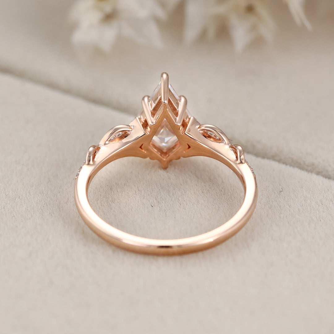 Kite Cut Moissanite Engagement Ring Vintage 14K Rose Gold Twist Wedding Ring Bridal Promise Anniversary