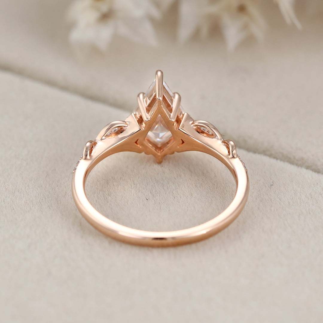 Kite Cut Moissanite Engagement Ring Vintage 14K Rose Gold Twist Wedding Ring Bridal Promise Anniversary