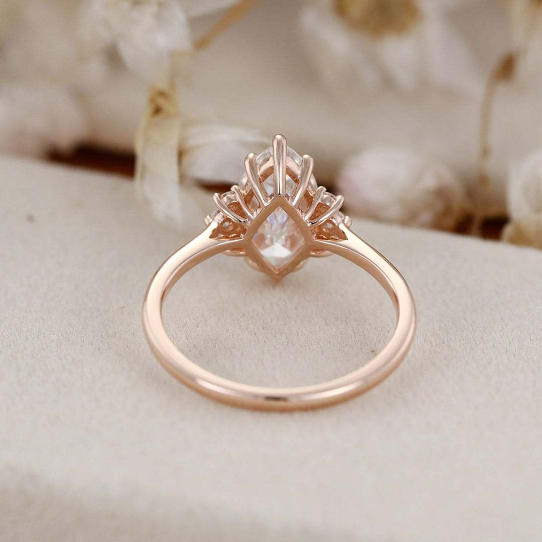 14K Rose Gold 2 Carat Marquise Cut Moissanite Ring