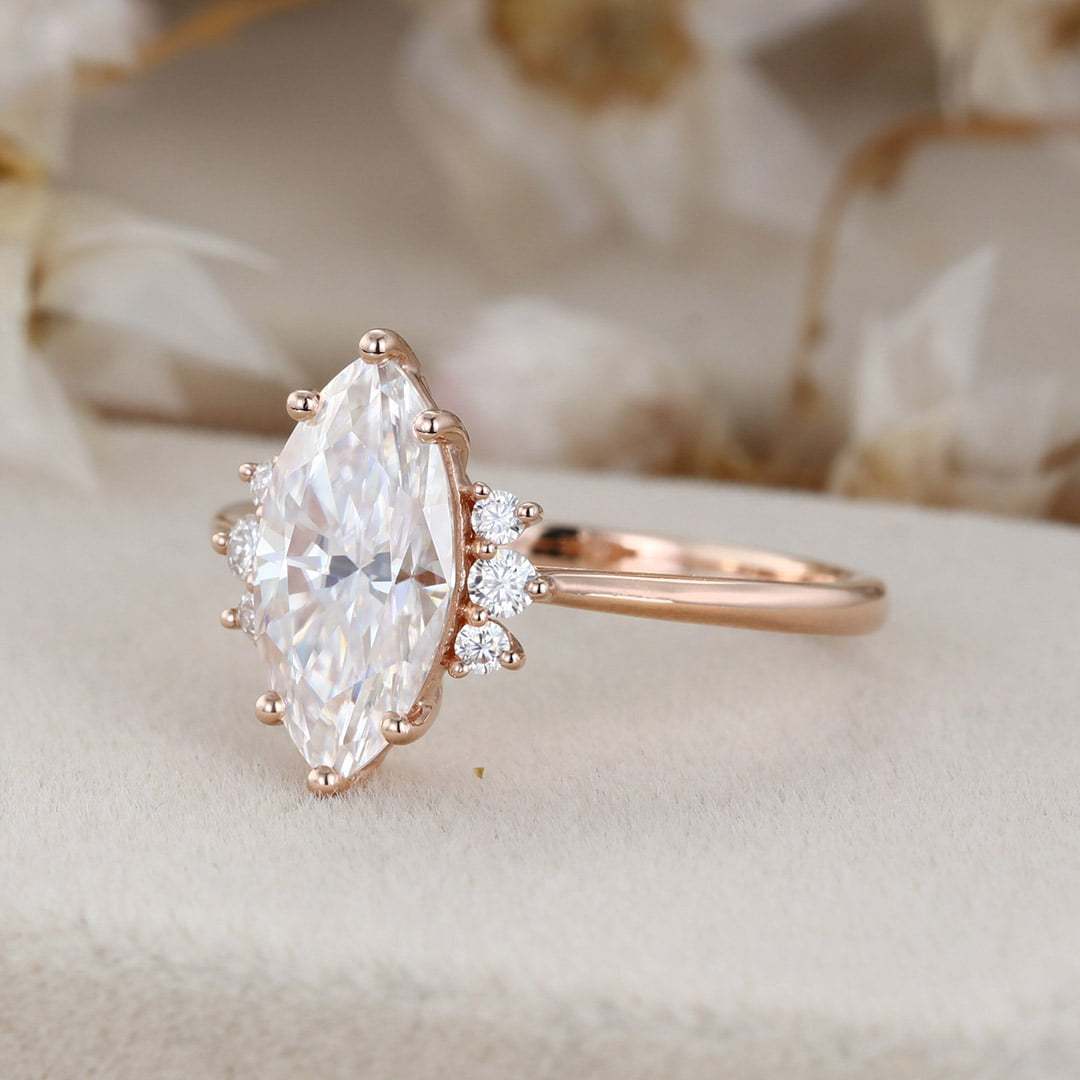 14K Rose Gold 2 Carat Marquise Cut Moissanite Ring