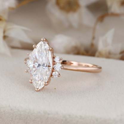14K Rose Gold 2 Carat Marquise Cut Moissanite Ring