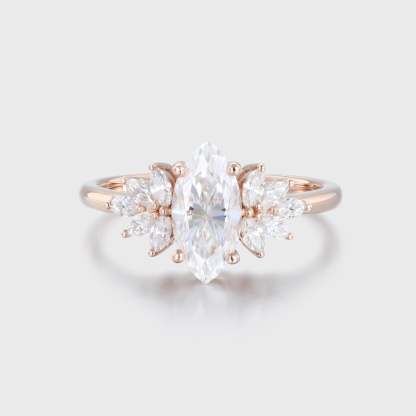 1.5 Ct Marquise Cut Moissanite Engagement Ring In 14K Rose Gold