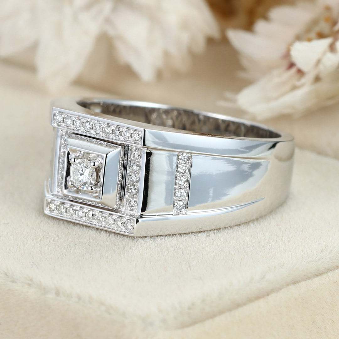 Men's Moissanite Engagement Ring Men's Moissanite Wedding Ring Mens 14K White gold Moissanite Ring Mens Gold Moissanite Ring Ring For Men