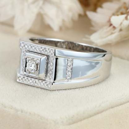 Men's Moissanite Engagement Ring Men's Moissanite Wedding Ring Mens 14K White gold Moissanite Ring Mens Gold Moissanite Ring Ring For Men