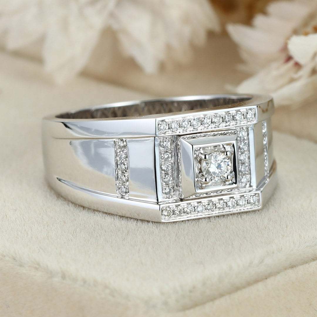 Men's Moissanite Engagement Ring Men's Moissanite Wedding Ring Mens 14K White gold Moissanite Ring Mens Gold Moissanite Ring Ring For Men
