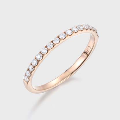 Moissanite wedding band women Rose gold wedding band vintage Unique Half eternity Stacking Matching band delicate bridal promise gift ring