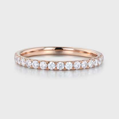Moissanite wedding band women Rose gold wedding band vintage Unique Half eternity Stacking Matching band delicate bridal promise gift ring