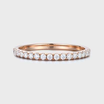 Moissanite wedding band women Rose gold wedding band vintage Unique Half eternity Stacking Matching band delicate bridal promise gift ring