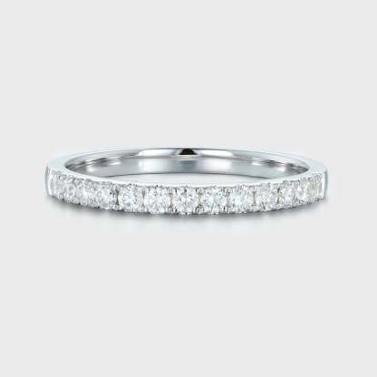 Moissanite wedding band women White gold wedding band vintage Unique Half eternity Stacking Matching band delicate bridal promise gift ring