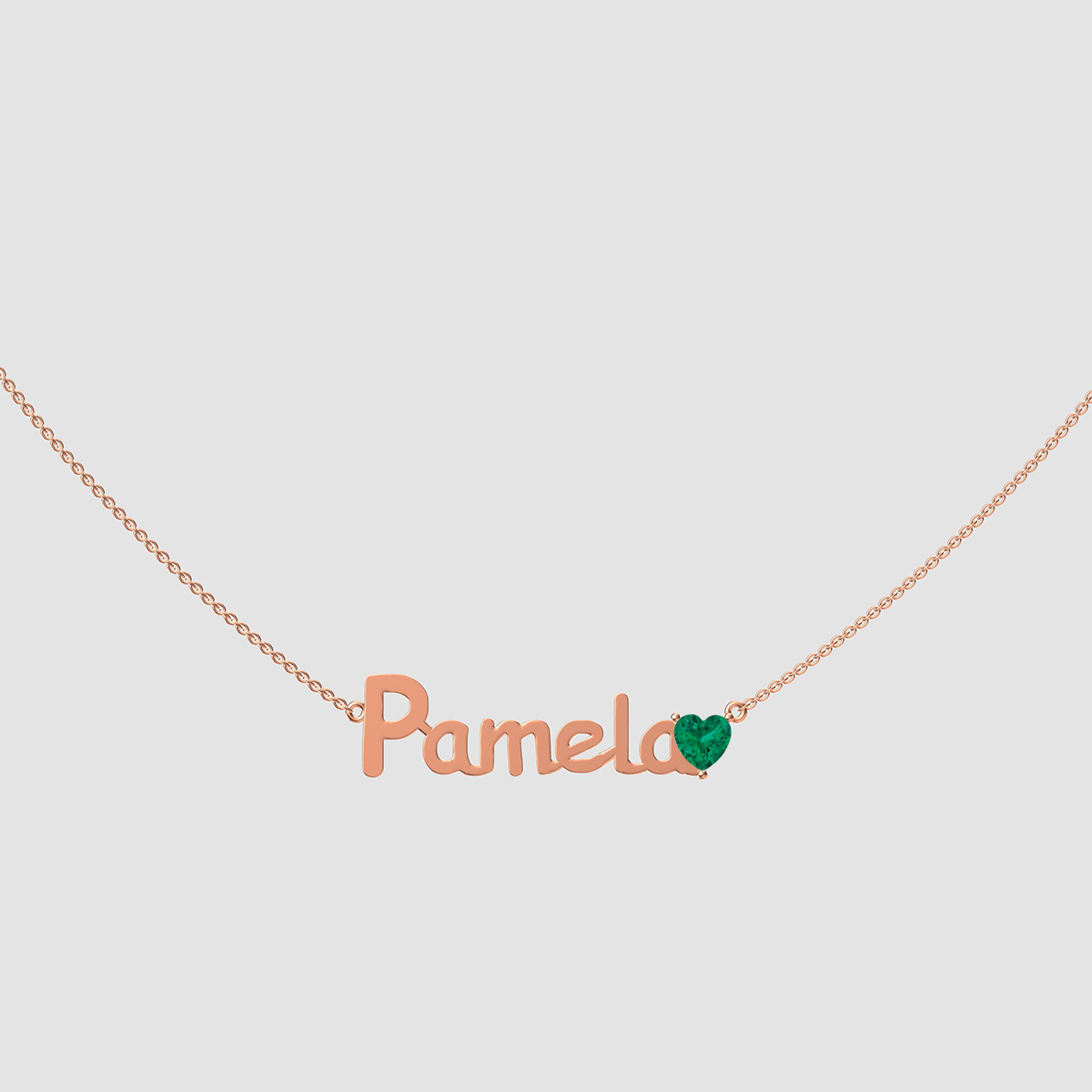 Custom Heart Cut Birthstone Name Necklace in Sterling Silver – Personalized Jewelry Gift for Her