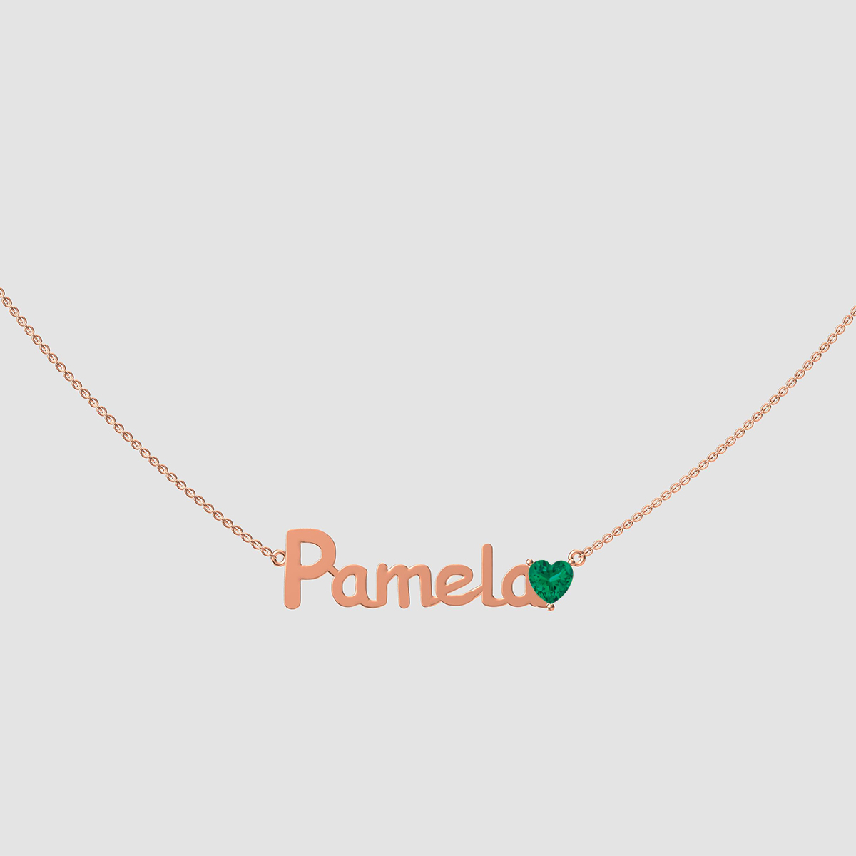 Custom Heart Cut Birthstone Name Necklace in Sterling Silver – Personalized Jewelry Gift for Her
