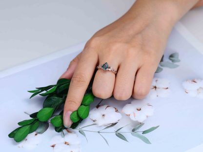 Nature Inspired Pear Cut Moss Agate Engagement Ring Vintage Rose Gold Wedding Ring Twist leaf Anniversary Band Gift