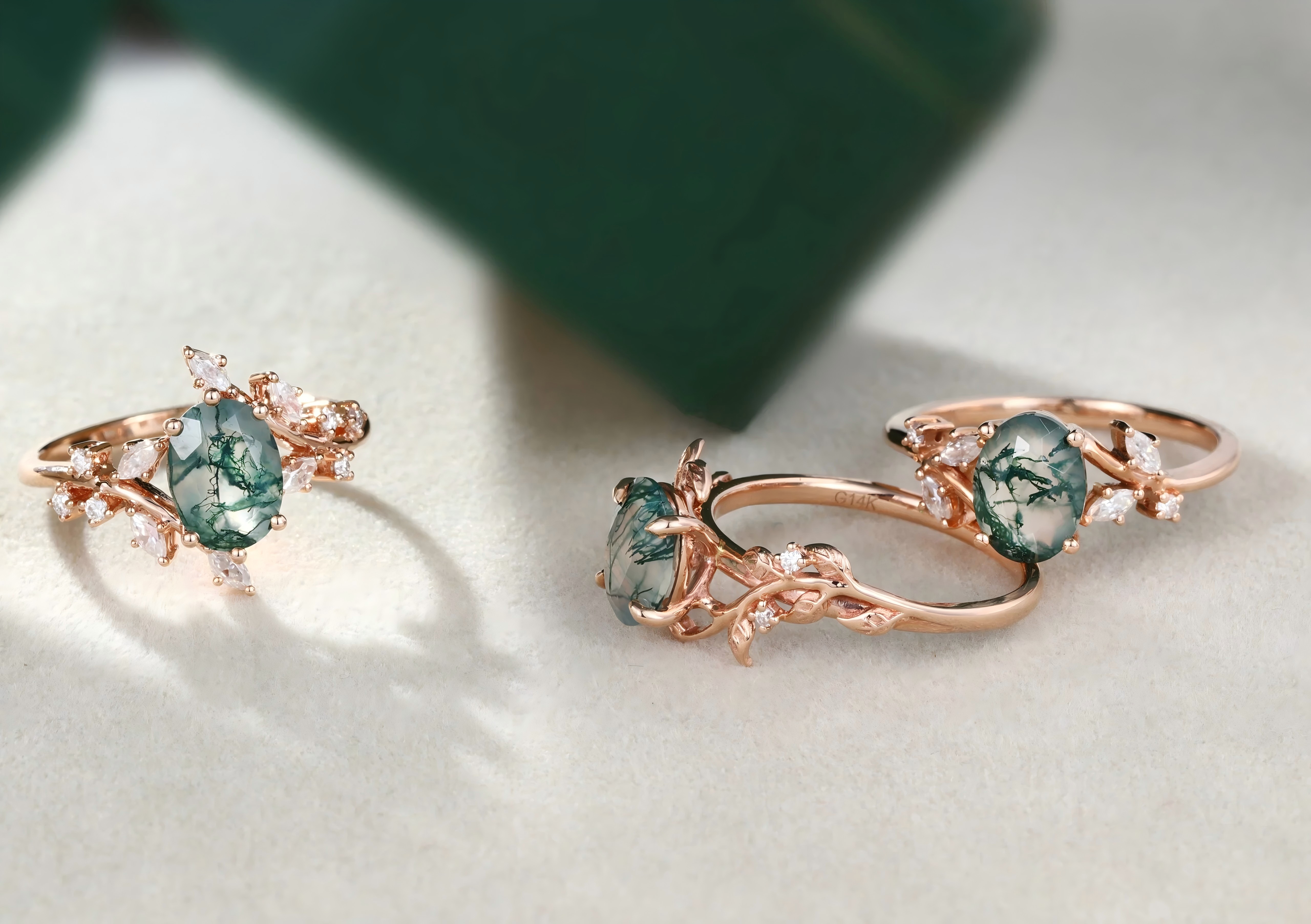 2025 New Engagement Ring Options: Nature Inspired, Moss Agate Engageme – Oveela