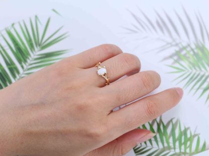 Opal Twig Engagement Ring in 14k Yellow Gold Engagement Ring Oval Cut Natural Opal Ring Anniversary Ring