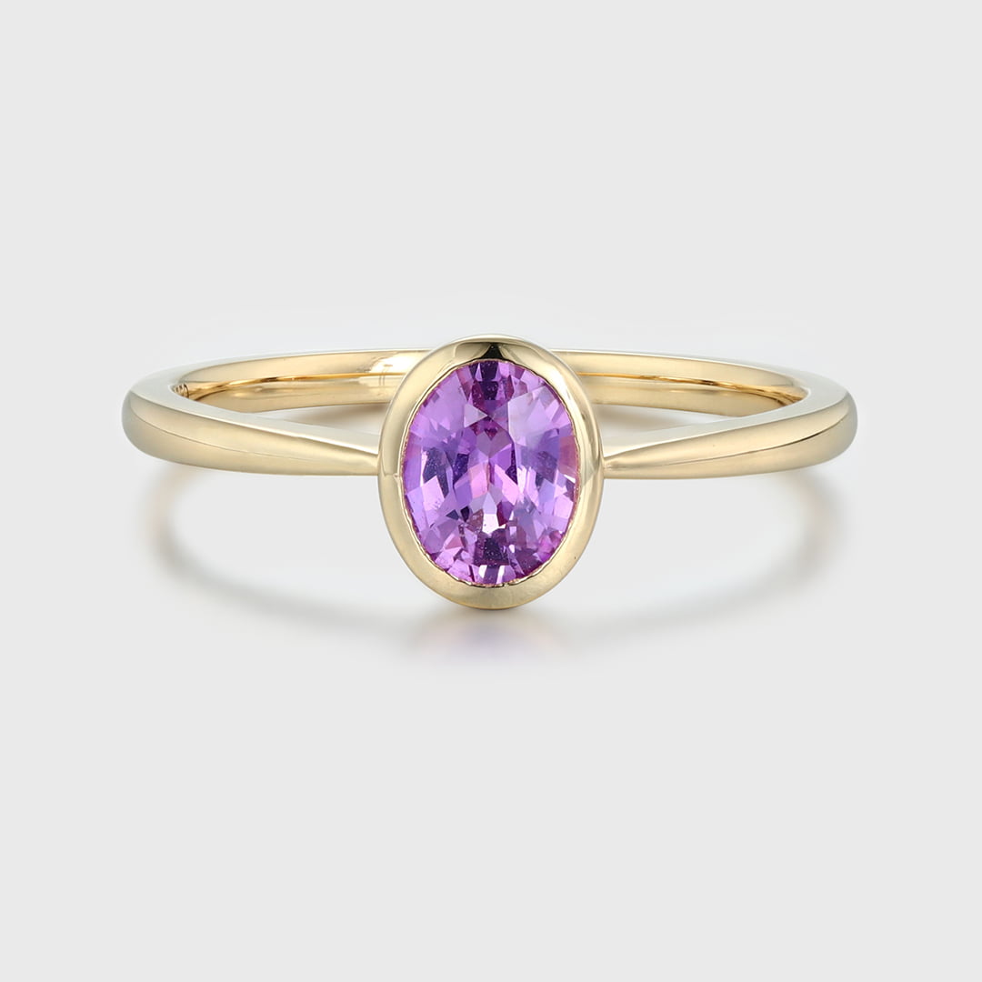 Oval Amethyst Engagement Ring 14K Yellow Gold engagement ring solitaire engagement ring Amethyst Ring Bridal Anniversary Ring