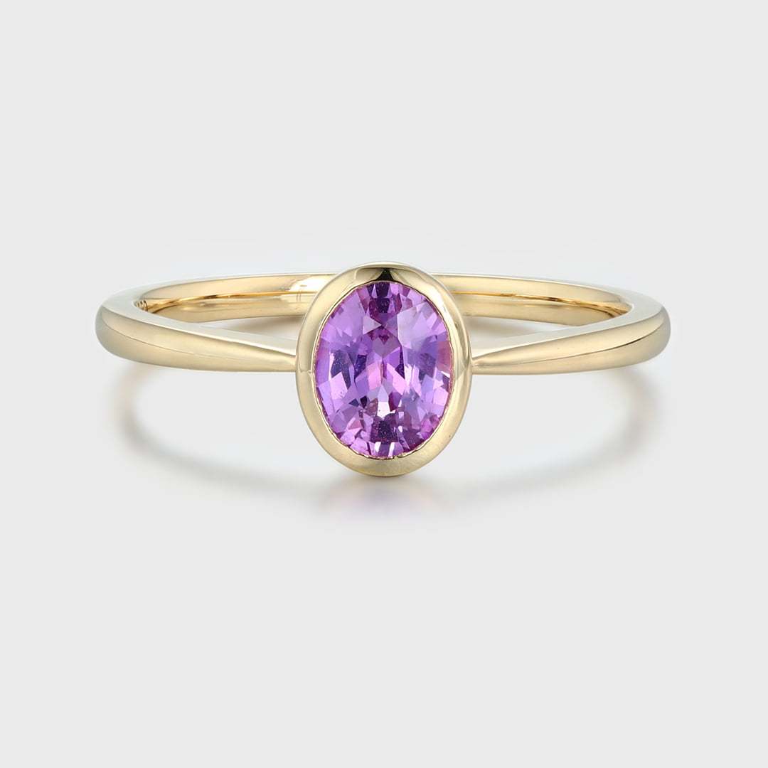 Oval Amethyst Engagement Ring 14K Yellow Gold engagement ring solitaire engagement ring Amethyst Ring Bridal Anniversary Ring