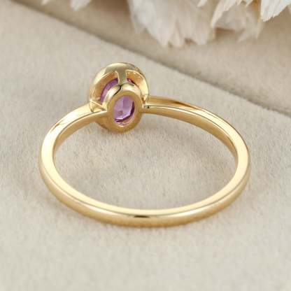 Oval Amethyst Engagement Ring 14K Yellow Gold engagement ring solitaire engagement ring Amethyst Ring Bridal Anniversary Ring