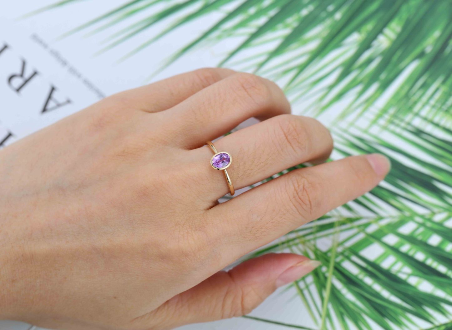Oval Amethyst Engagement Ring 14K Yellow Gold engagement ring solitaire engagement ring Amethyst Ring Bridal Anniversary Ring