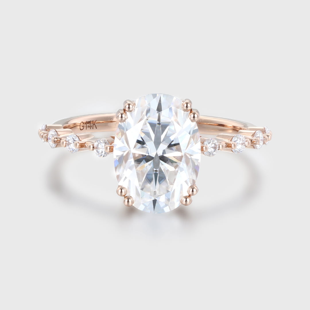 2.5 ctw Oval Moissanite Engagement Ring In 14K Rose Gold