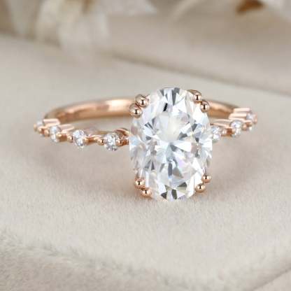 2.5 Carat Oval Cut Moissanite Engagement Ring In 14K Rose Gold