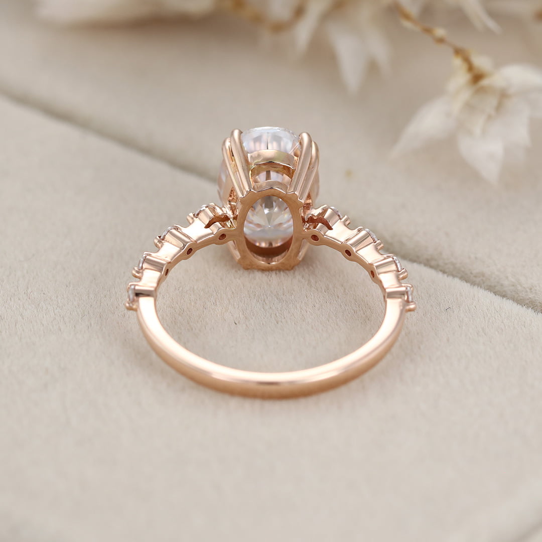 2.5 Carat Oval Cut Moissanite Engagement Ring In 14K Rose Gold