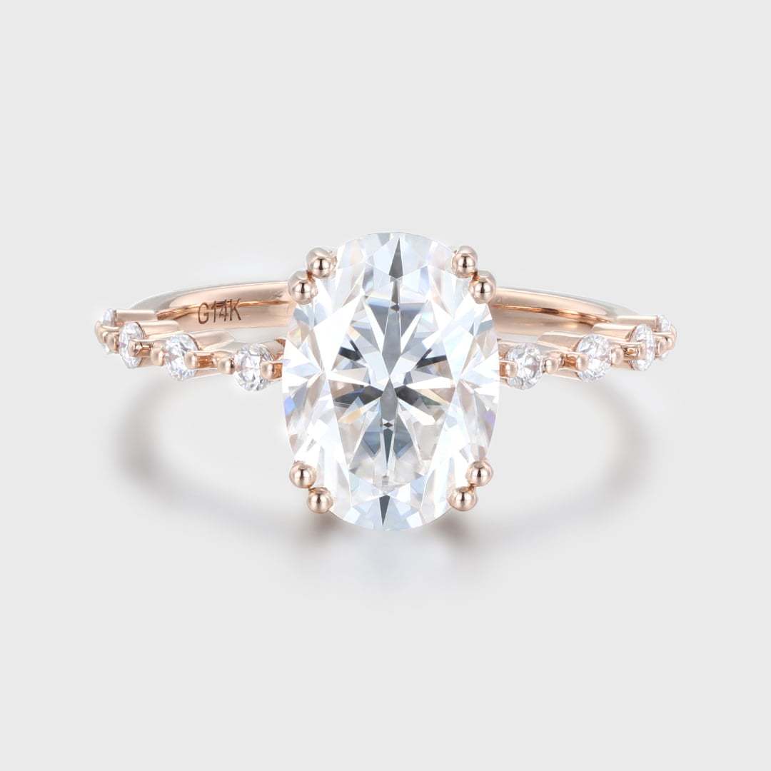 2.5 ctw Oval Moissanite Engagement Ring In 14K Rose Gold
