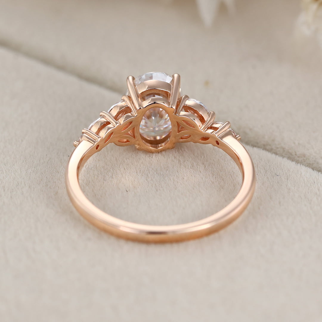 Vintage 1.5 Carat Oval Moissanite Wedding Bridal Anniversary Ring In 14K Rose Gold