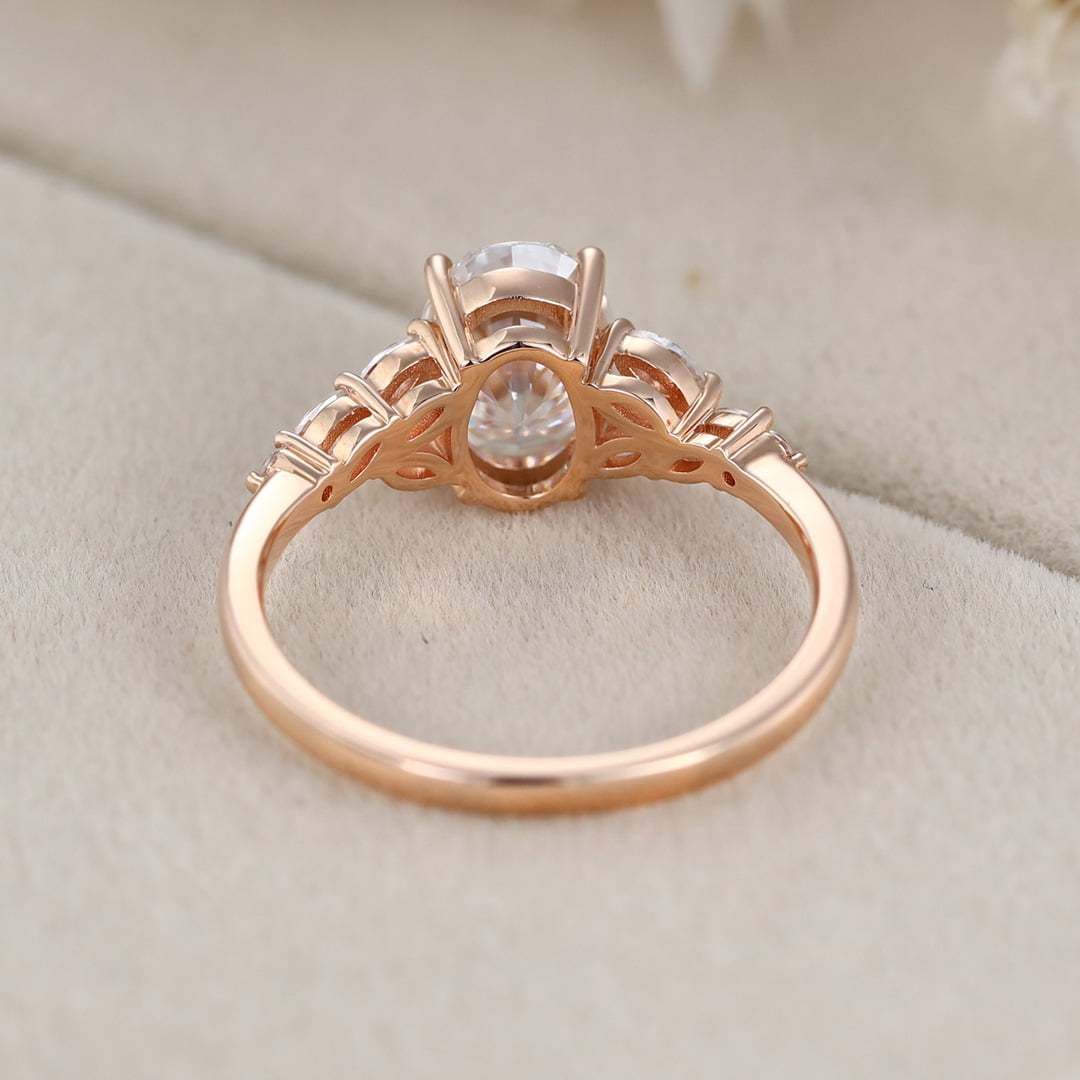 Vintage 1.5 Carat Oval Moissanite Wedding Bridal Anniversary Ring In 14K Rose Gold