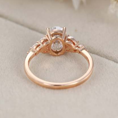 Vintage 1.5 Carat Oval Moissanite Wedding Bridal Anniversary Ring In 14K Rose Gold
