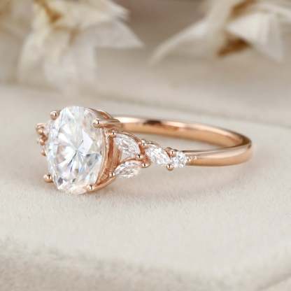 Vintage 1.5 Carat Oval Moissanite Wedding Bridal Anniversary Ring In 14K Rose Gold