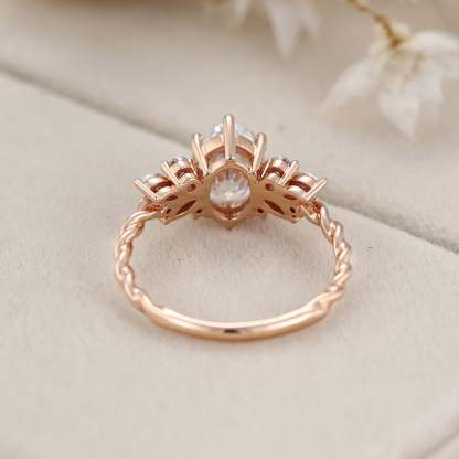 1.5 Carat Art Deco Vintage Oval Shaped Moissanite Engagement Ring In 14K Rose Gold