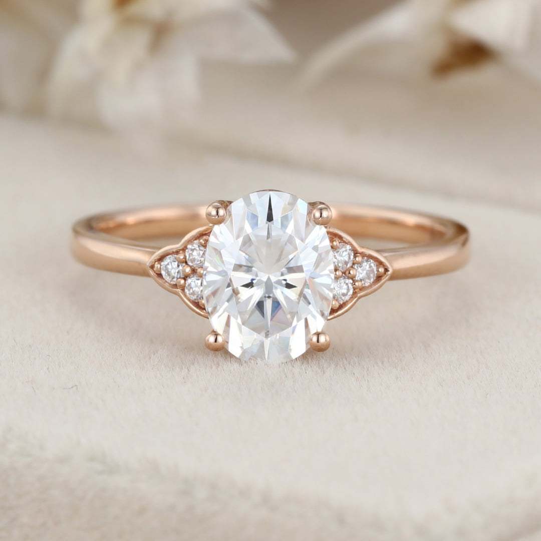 1.5 Carat Oval Cut Lab-Grown Diamond Engagement Ring In Rose Gold Gift For Women