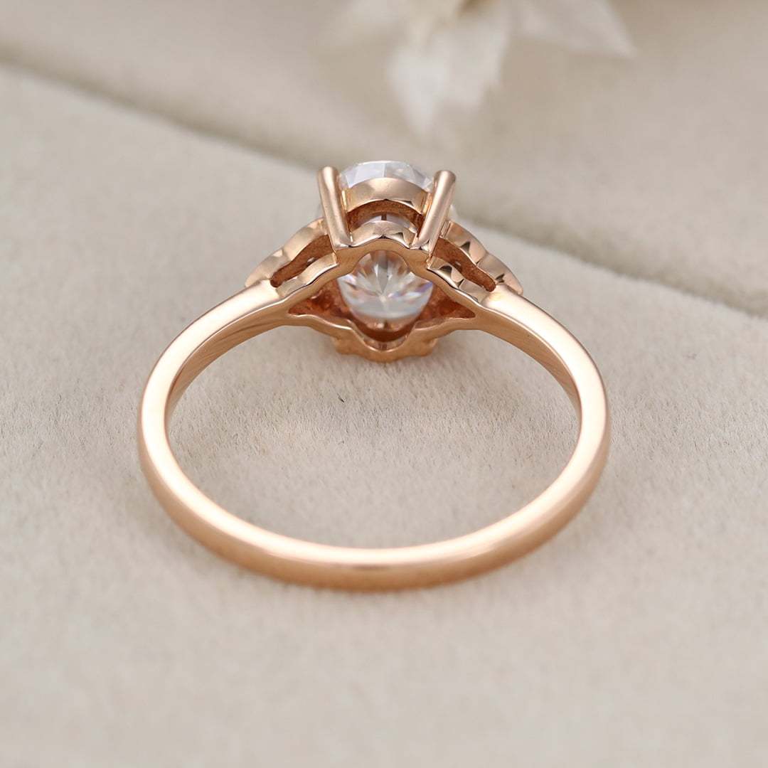 1.5 Carat Oval Cut Lab-Grown Diamond Engagement Ring In Rose Gold Gift For Women