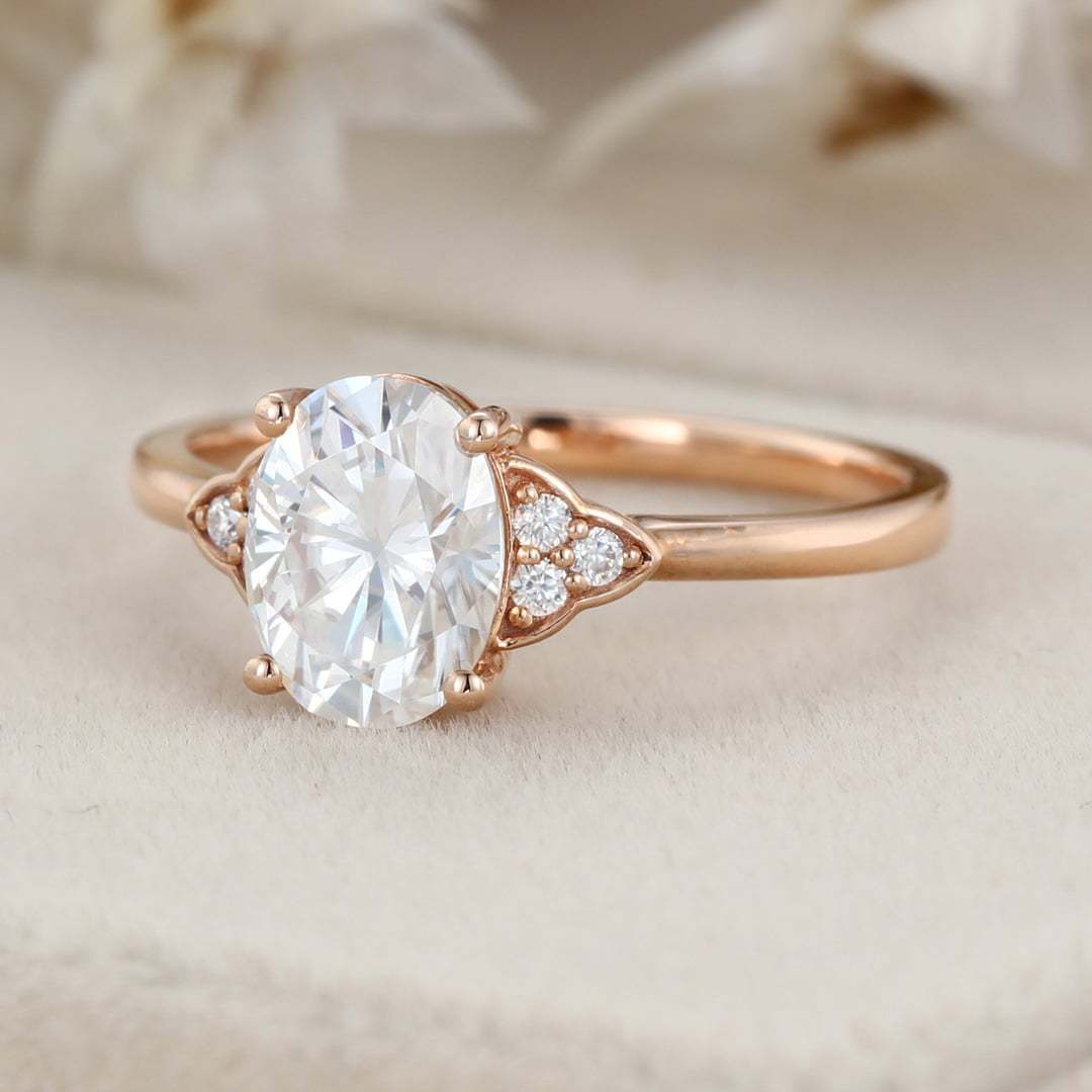 1.5 Carat Oval Cut Lab-Grown Diamond Engagement Ring In Rose Gold Gift For Women