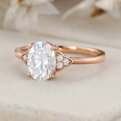 1.5 Carat Oval Cut Lab-Grown Diamond Engagement Ring In Rose Gold Gift For Women