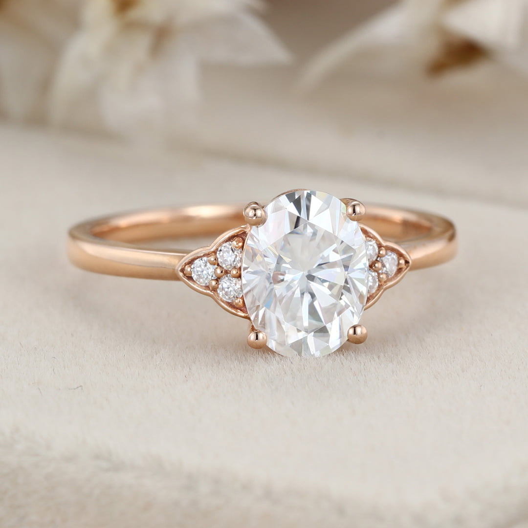 1.5 Carat Oval Cut Lab-Grown Diamond Engagement Ring In Rose Gold Gift For Women
