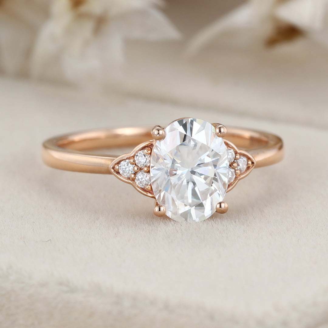 1.5 Carat Oval Cut Lab-Grown Diamond Engagement Ring In Rose Gold Gift For Women