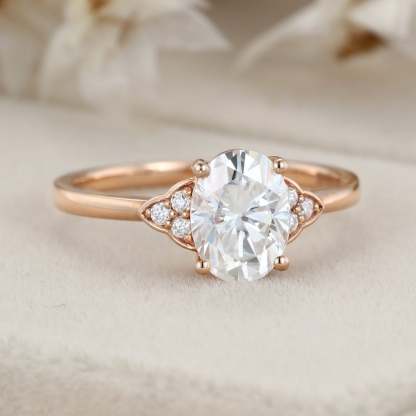 1.5 Carat Oval Cut Lab-Grown Diamond Engagement Ring In Rose Gold Gift For Women