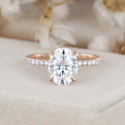Vintage 2 Carat Oval Cut Moissanite Engagement ring In 14K Rose Gold