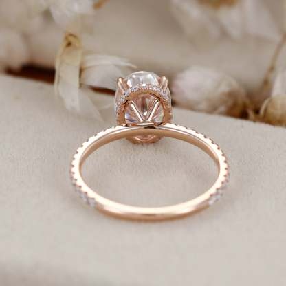 Vintage 2 Carat Oval Cut Moissanite Engagement ring In 14K Rose Gold