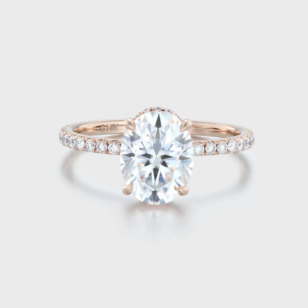 Vintage 2 CT Oval Cut Moissanite Engagement ring In 14K Rose Gold