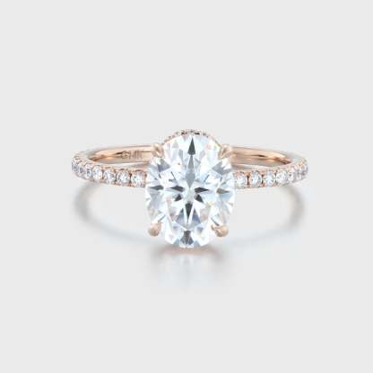 Vintage 2 CT Oval Cut Moissanite Engagement ring In 14K Rose Gold