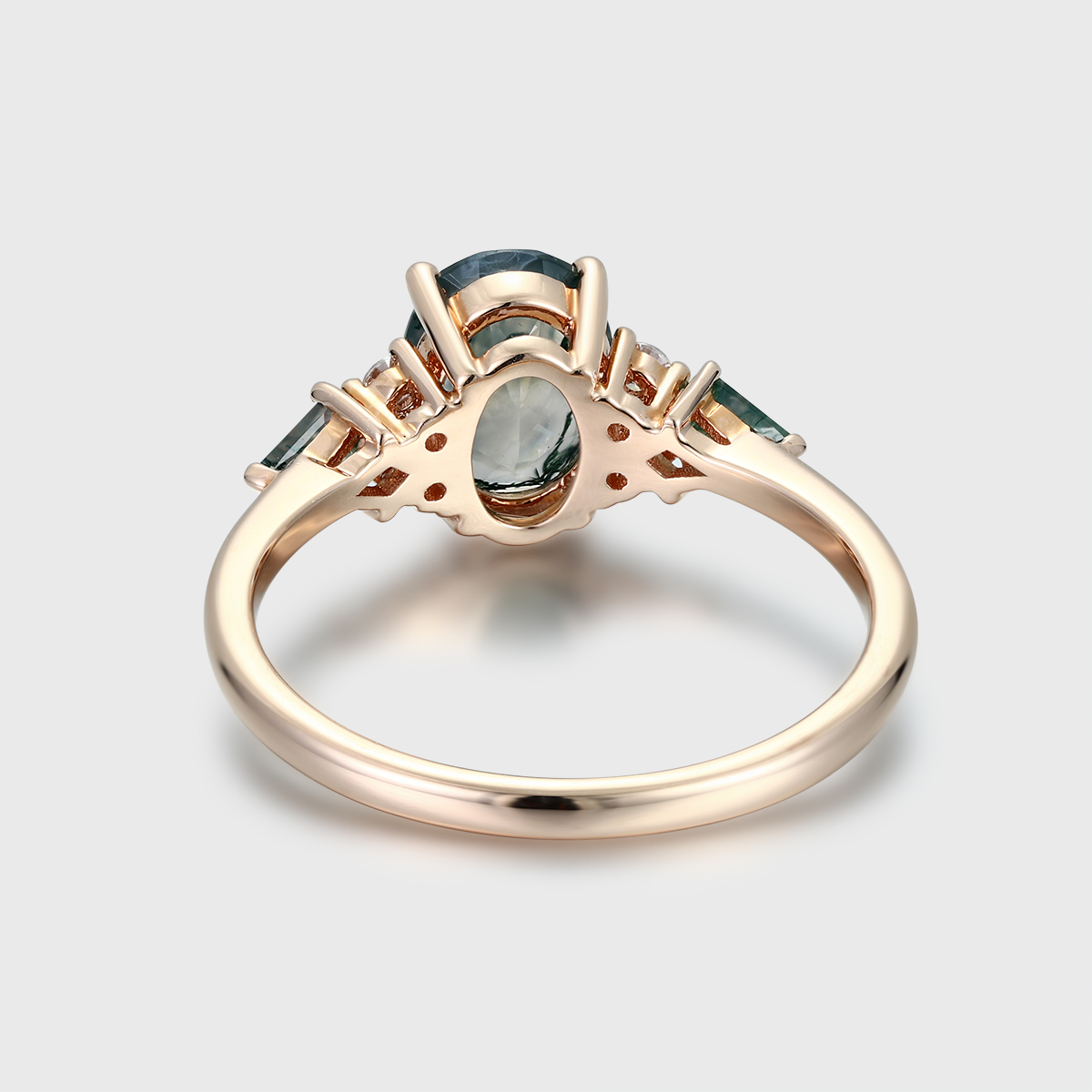 希少 黒入荷！ Oval Cut Gold Rose 14k Vintage Ring Engagement Agate Moss アクセサリー